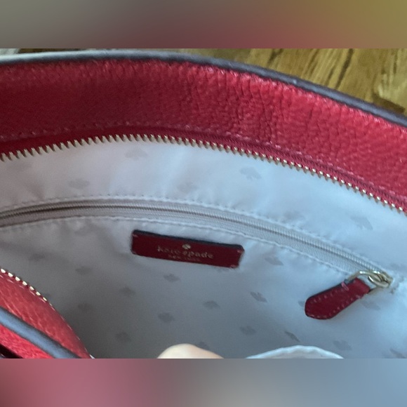 Kate Spade Lelia Top Zip Crossbody Pebbled Red Leather Purse - Picture 6 of 11